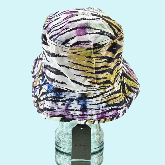 All Saints Bucket Hat Purple Tiger Print Tie Dye Cotton Streetwear Outdoor main image 5